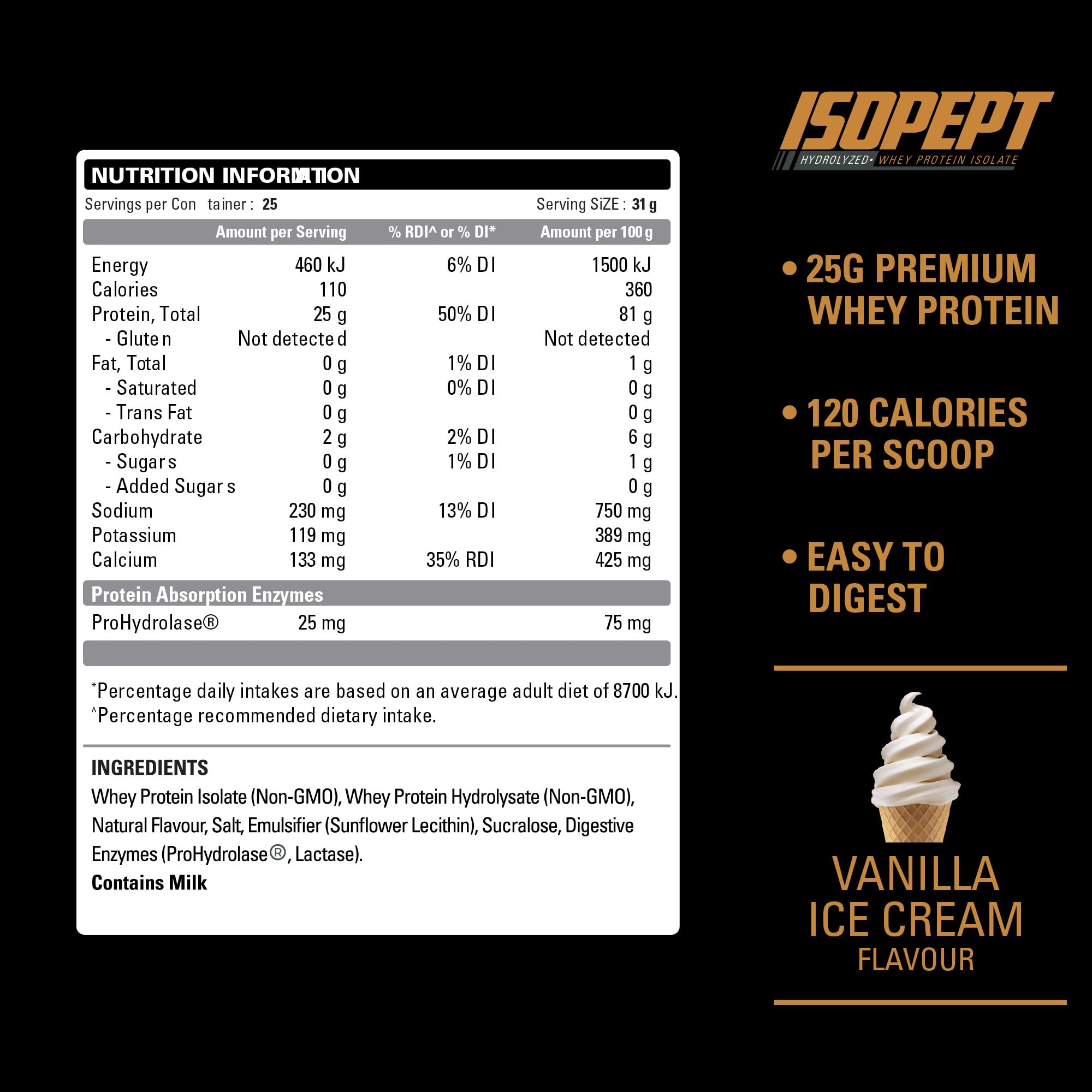 EHPlabs IsoPept scoop closeup showing easy mixing for quick shakes.