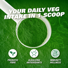 Spirulina and greens ingredients visible in the OxyGreens blend.