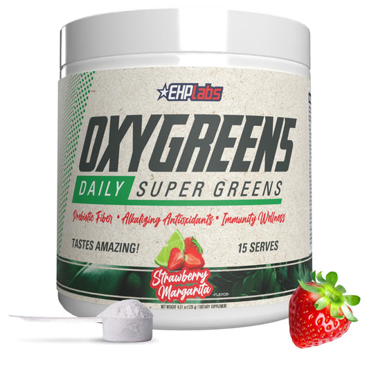 EHP Labs OxyGreens tub front view highlighting antioxidant greens for daily wellness