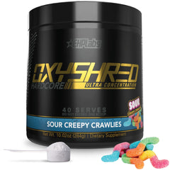 EHP Labs OxyShred Hardcore bottle front view showing bold energy potential for workouts