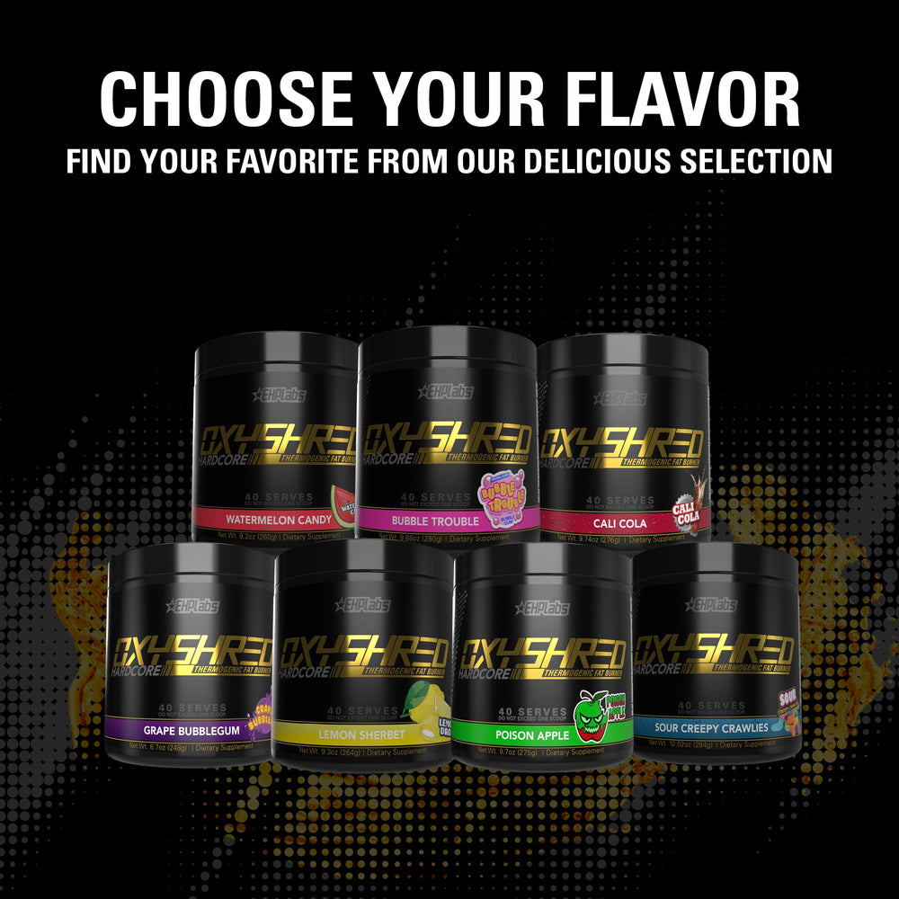 EHP Labs OxyShred Hardcore prepared glass with mixed powder for energy pre-workout