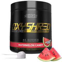 EHP Labs OxyShred Hardcore canister front view for a powerful pre-workout boost.