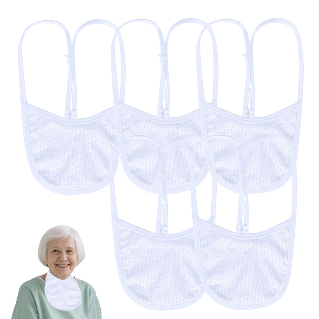EHUELDER breathable tracheostomy cover in white, 3-pack, large size for comfortable wear