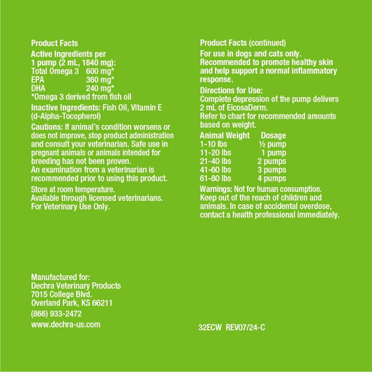 EicosaDerm Omega 3 label close-up highlighting Vitamin E antioxidant info