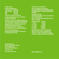 EicosaDerm Omega 3 label close-up highlighting Vitamin E antioxidant info
