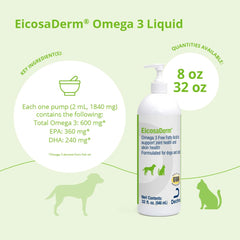 Dropper measuring Omega 3 liquid near the bottle for easy dosing