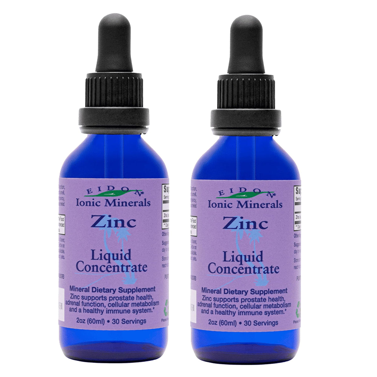 Eidon Ionic Minerals zinc liquid bottle for easy daily dosing.