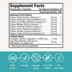 Eidon SuperBiome dosage guidance with two capsules per day illustration.