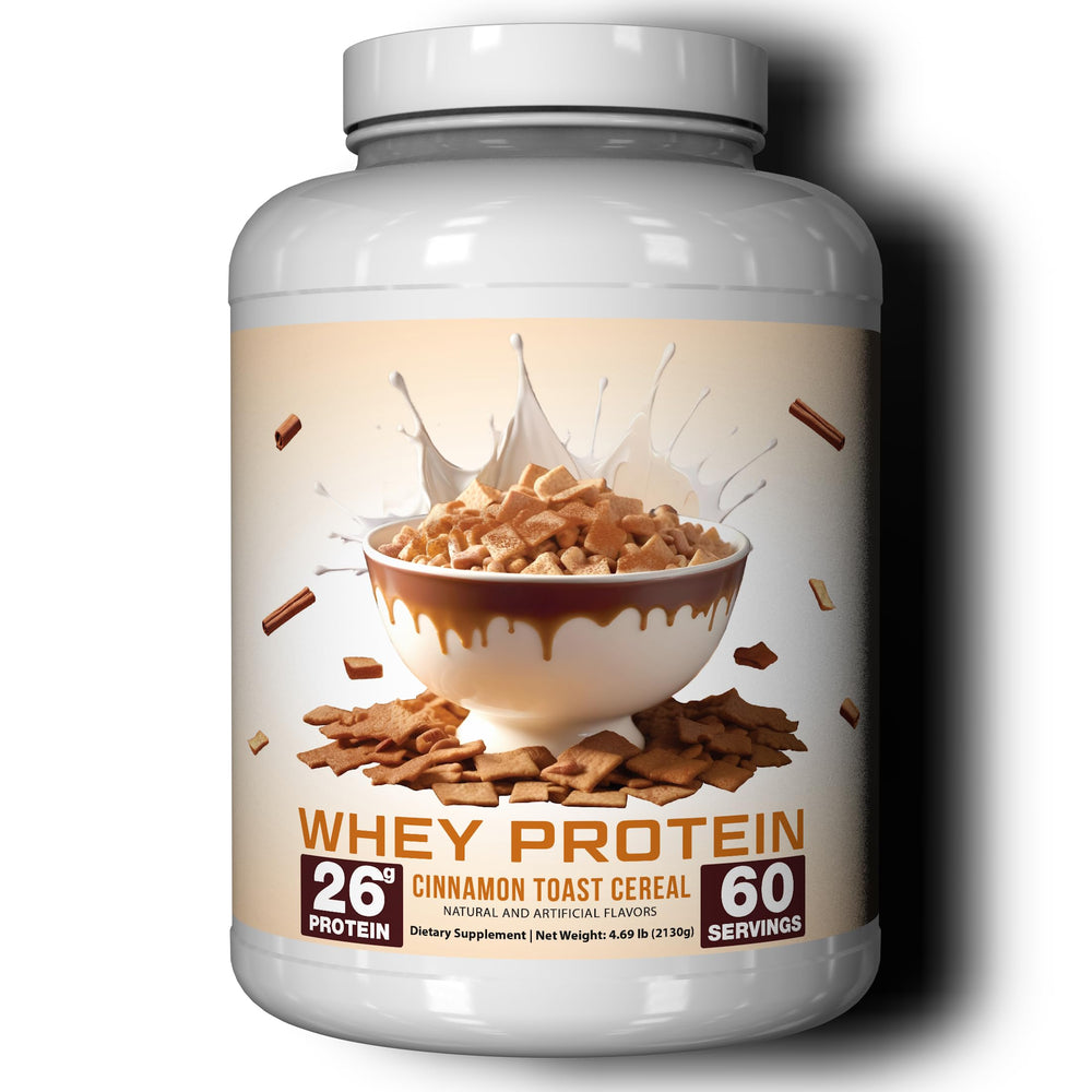 Ekkovision Cinnamon Toast Whey Protein bottle for convenient post-workout shakes.