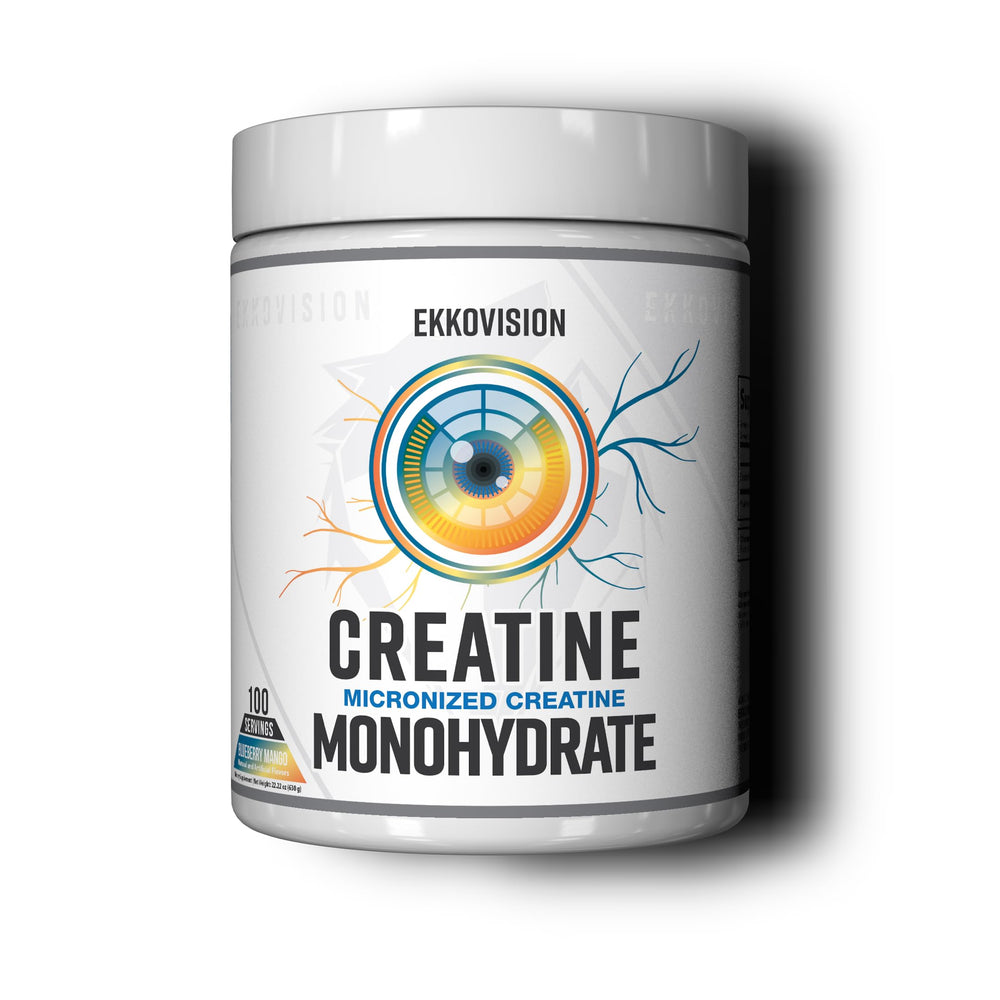 Ekkovision Creatine Monohydrate Powder in Blueberry Mango for smooth mixing and daily energy support.