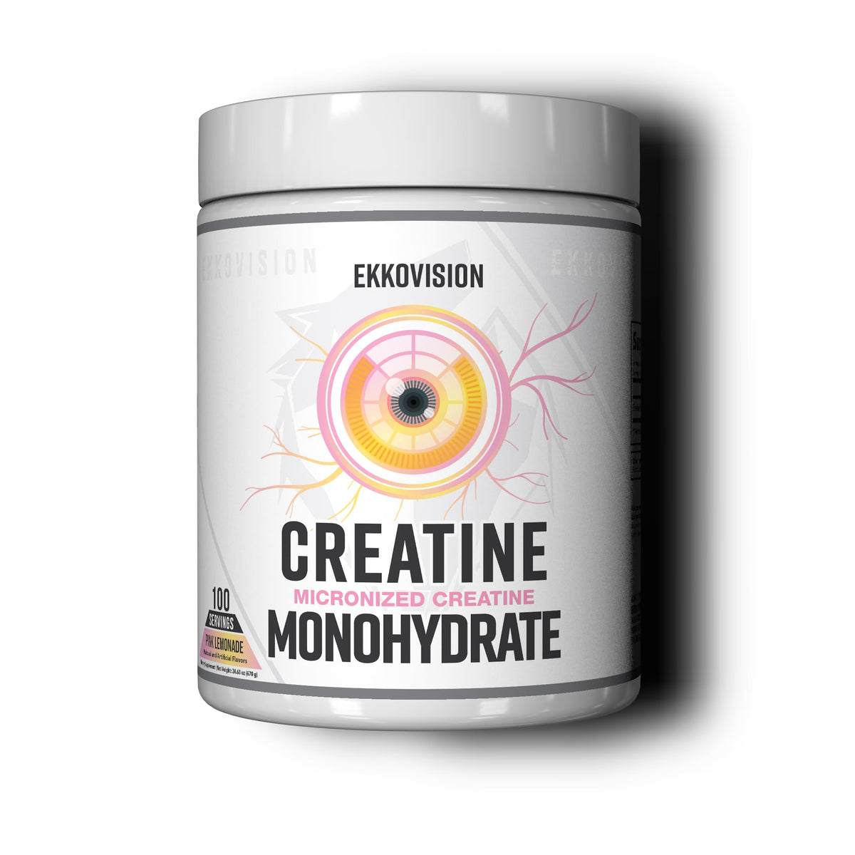 Ekkovision Creatine micronized pink lemonade bottle for easy daily energy support.