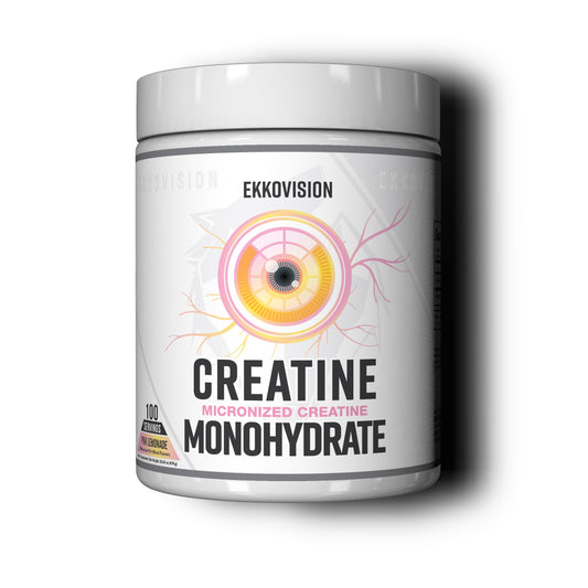 Ekkovision Creatine micronized pink lemonade bottle for easy daily energy support.