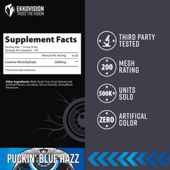 Ekkovision Creatine Monohydrate Powder used by athletes for training.