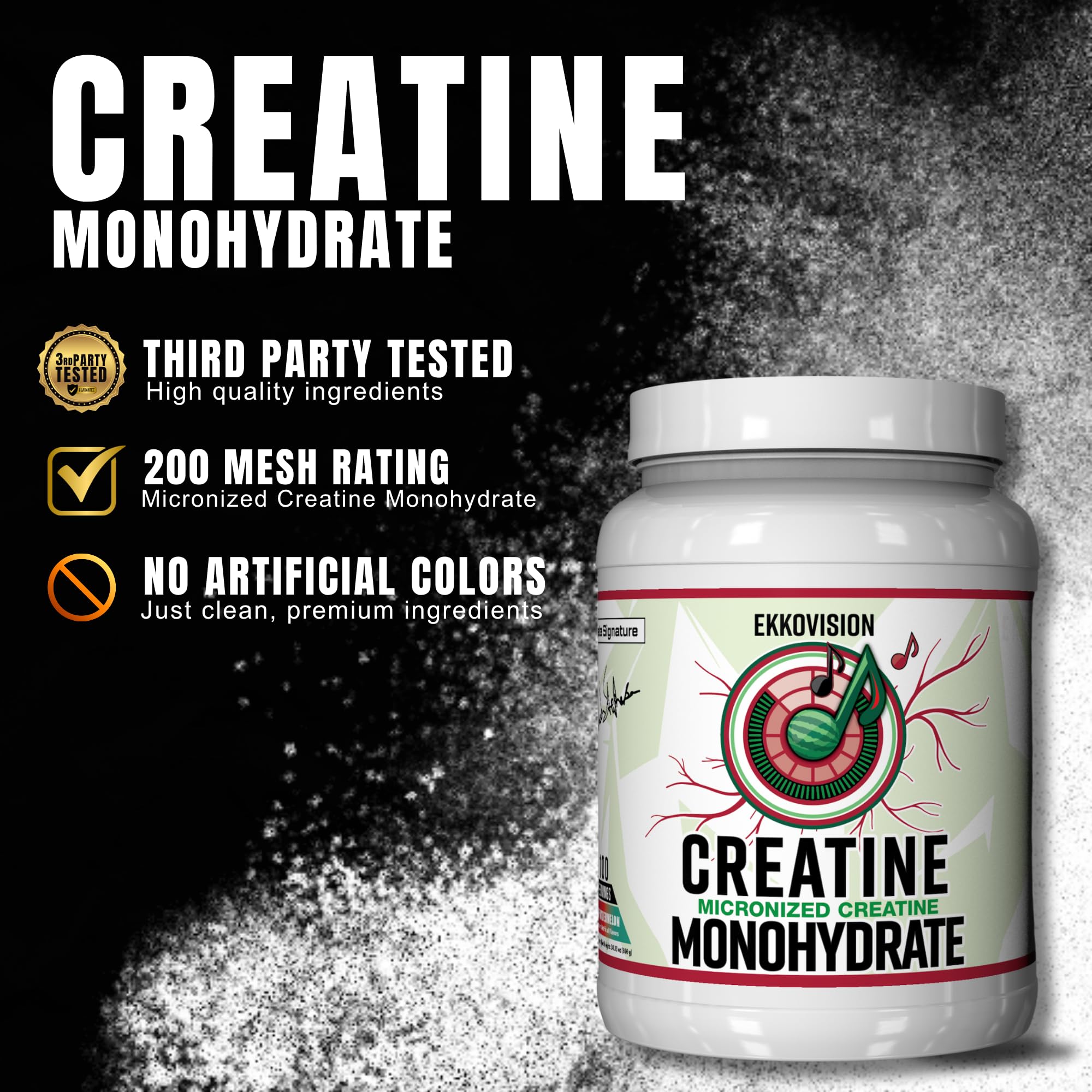 Ekkovision Creatine Monohydrate Sour Watermelon shaker mix blends easily without altering taste