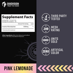 Ekkovision Creatine serving container highlighting 100 servings for routine.