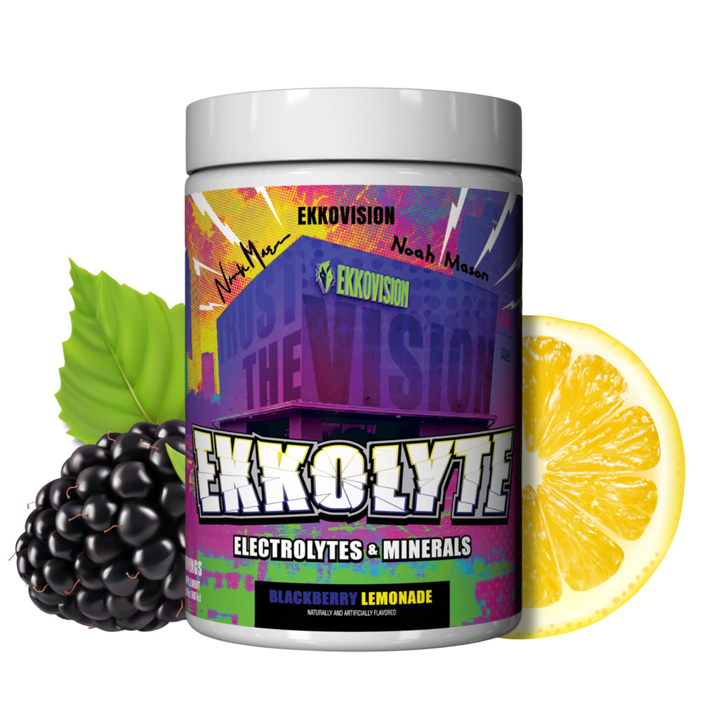 Ekkovision Ekkolyte powder tub ready for quick on-the-go hydration.