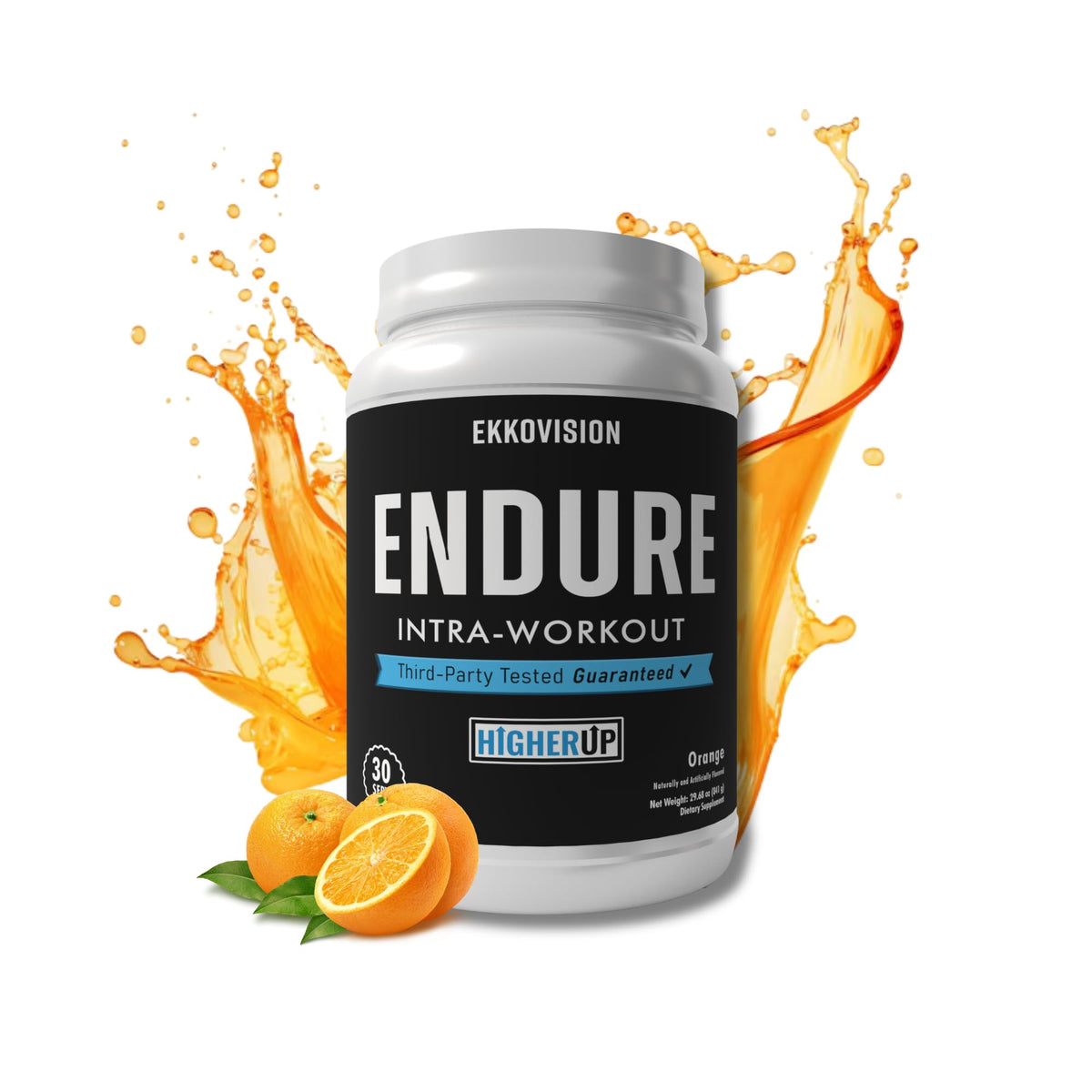 Ekkovision Endure intra orange bottle front shows label for hydration during workouts