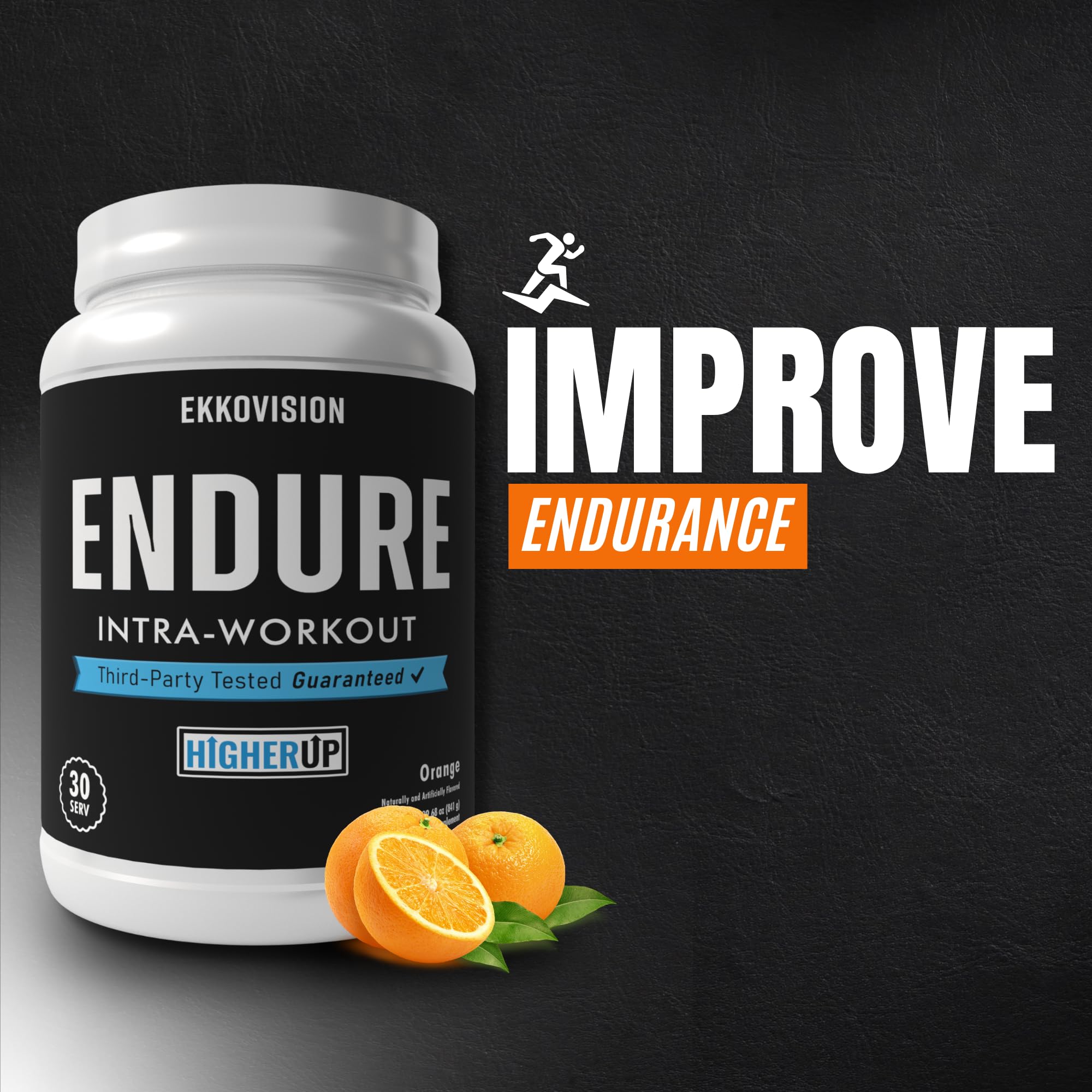 Glass with stirred Endure intra orange drink ready to sip mid-workout
