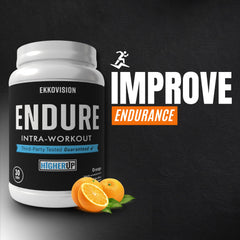 Glass with stirred Endure intra orange drink ready to sip mid-workout