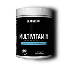 Ekkovision multivitamin bottle front showing 540 veggie capsules for a 180-day supply.