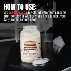 Ekkovision protein powder in morning mug for a convenient daily boost.