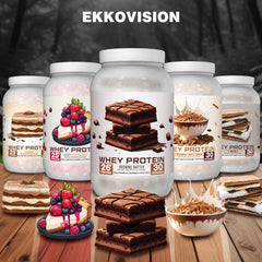 Ekkovision Berry Cheesecake powder in pancake batter for protein-rich breakfasts.