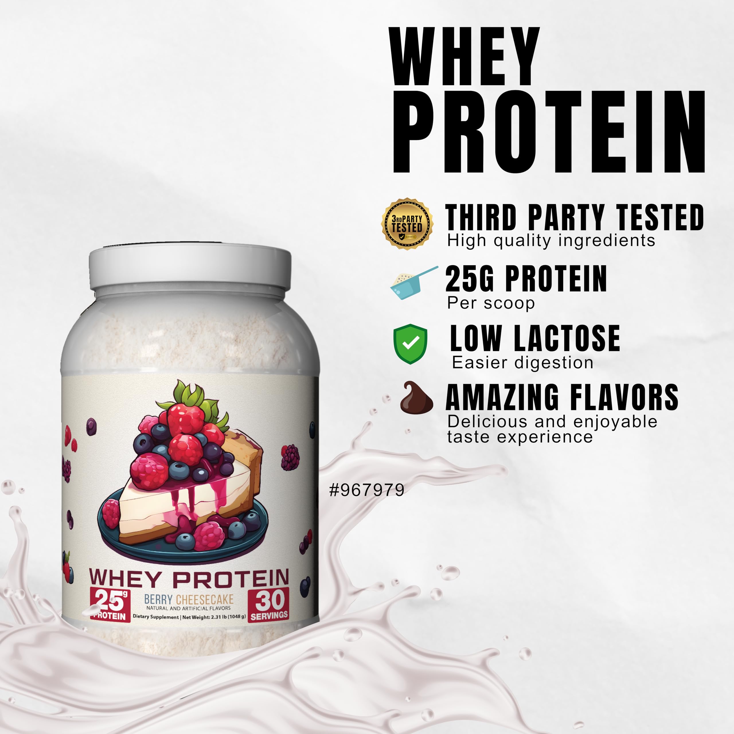 Ekkovision low-lactose whey powder bag emphasizing gentle digestion.