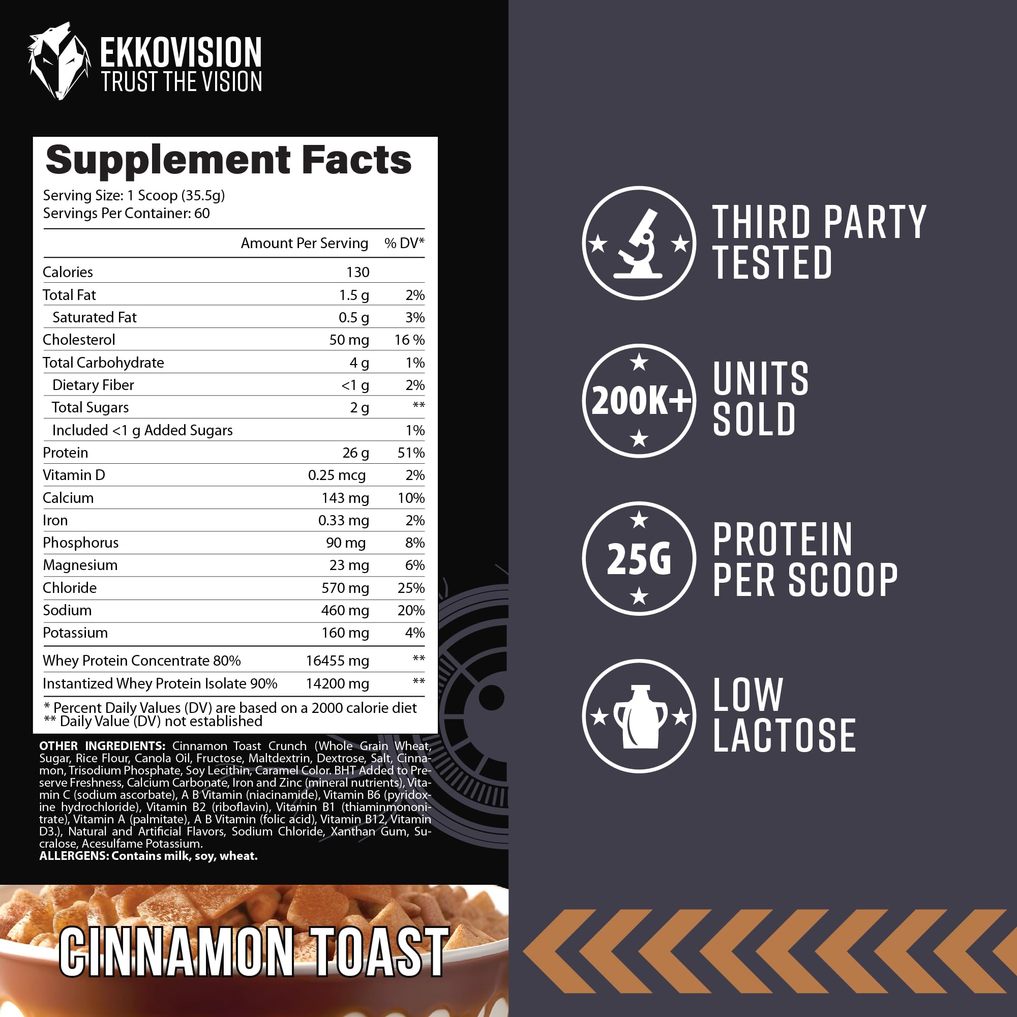 Ekkovision Cinnamon Toast Whey Protein pancake batter for protein-packed breakfasts.