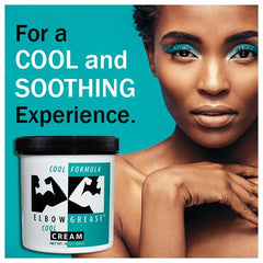 Hands applying Elbow Grease Cool Cream for relaxed muscles and refreshed skin