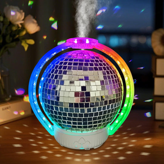 Elcxsla rotating disco ball diffuser adds vibrant mood lighting to your space.