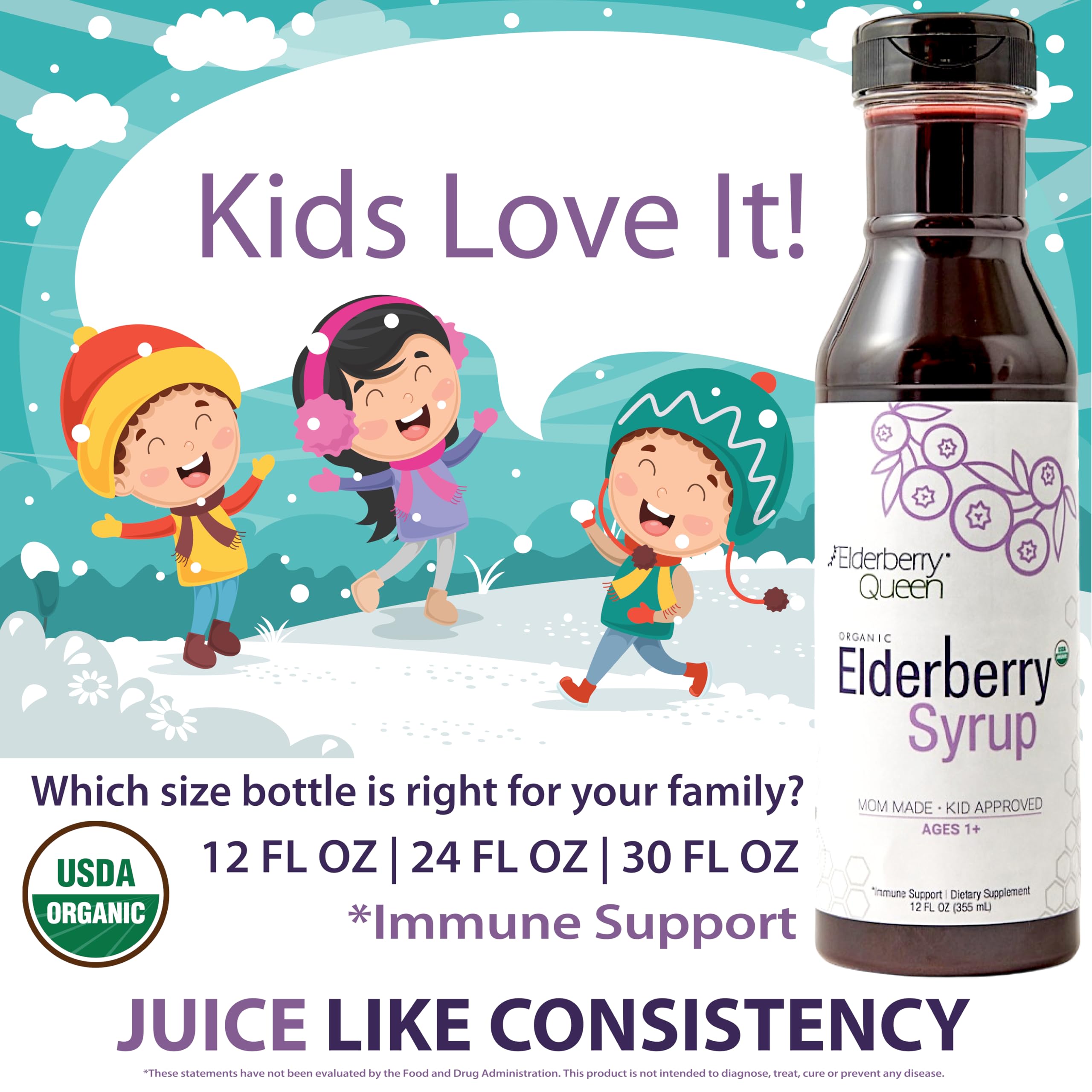 Elderberry Queen amber bottle preserves potency and freshness.