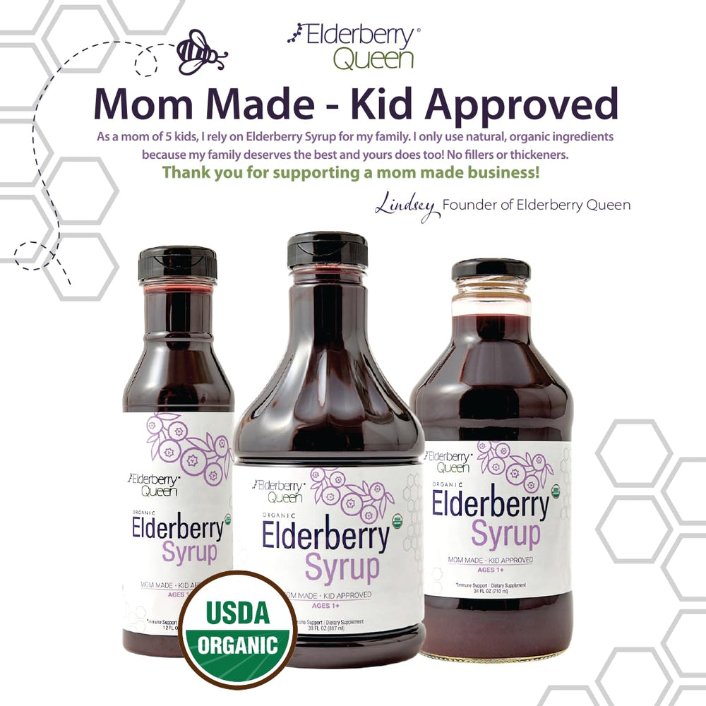 Elderberry Queen dropper inside ensures precise dosage every time.