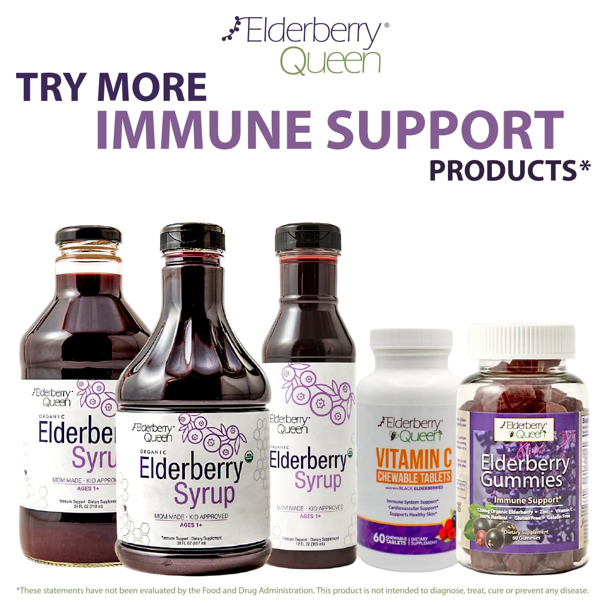 Elderberry Queen kids-serving bottle illustrating easy dosing.