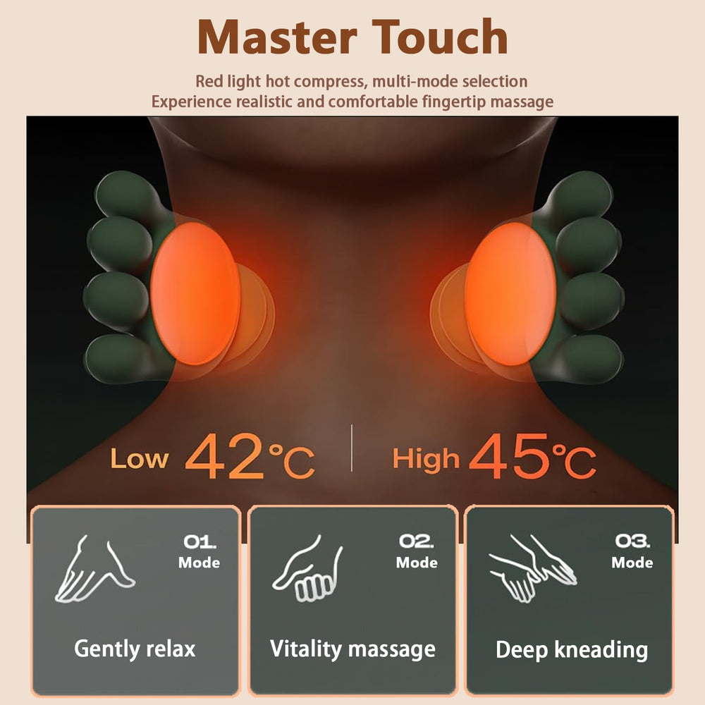Electric Shiatsu Neck Shoulder Massager with Heat showing palm-like kneading action.