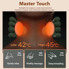 Electric Shiatsu Neck Shoulder Massager with Heat showing palm-like kneading action.