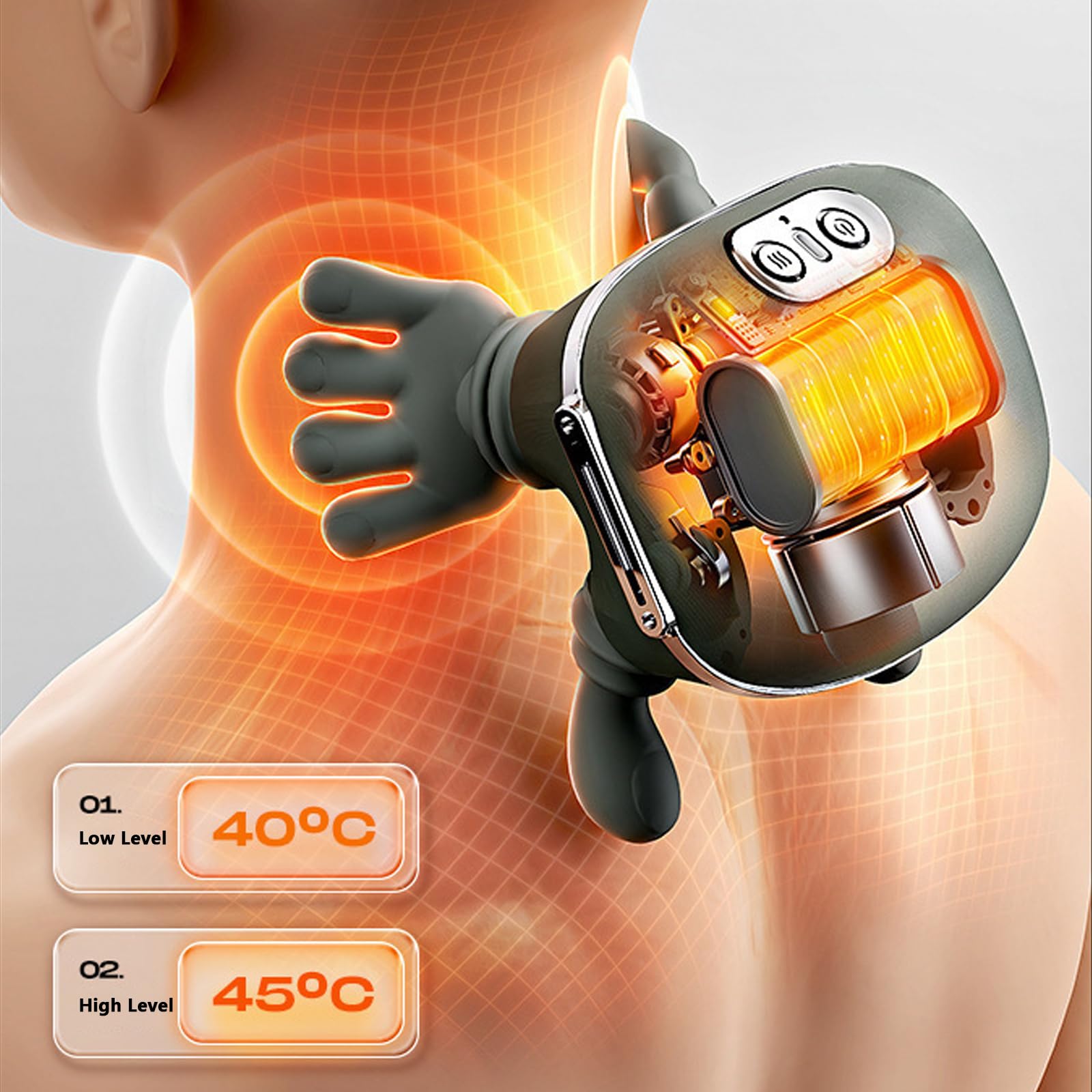 Electric Shiatsu Massager with Heat in wireless mode for office breaks.