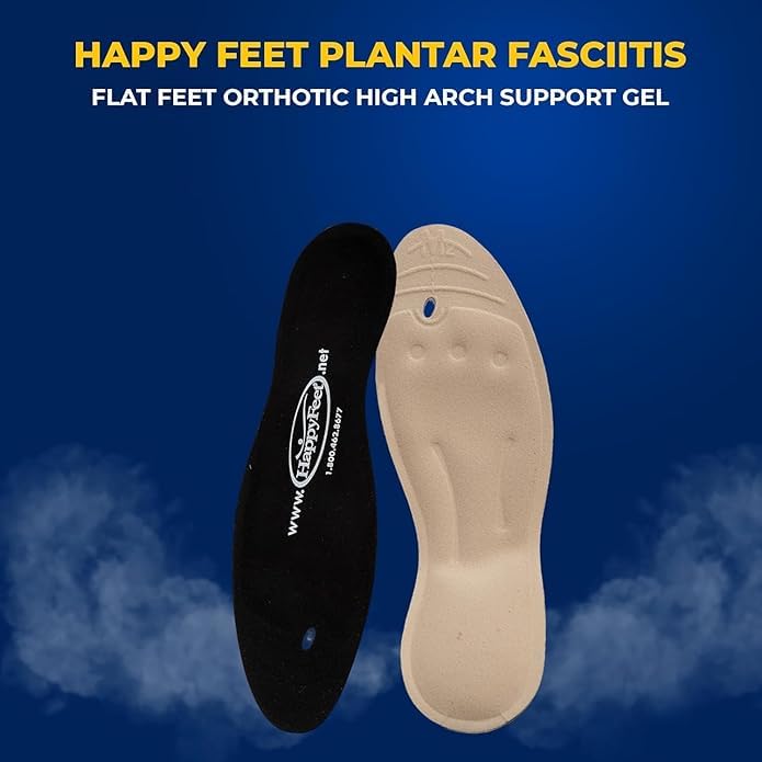 Happy Feet gel forefoot cushion adds shock absorption during walking and standing.