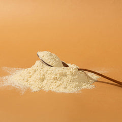 Elements Truffles Vanilla Protein Powder scoop shows smooth mixing for shakes.