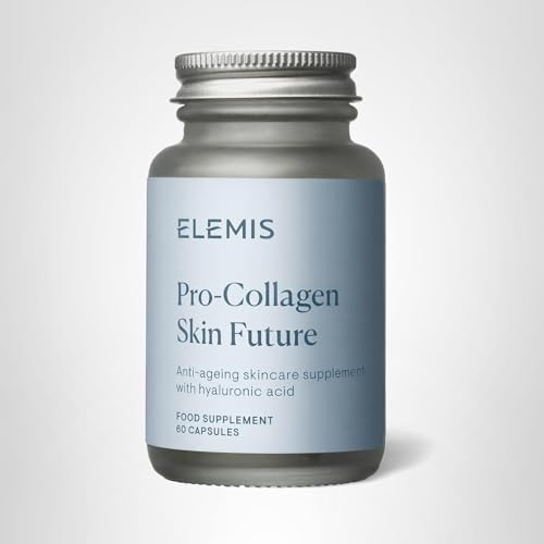 Stacked Elemis boxes show 60-capsule supply for routine.