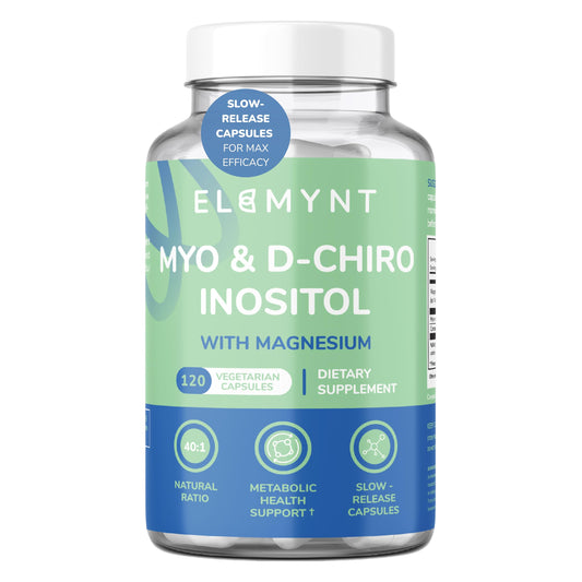 ELEMYNT Inositol supplements bottle front view for daily hormonal balance.