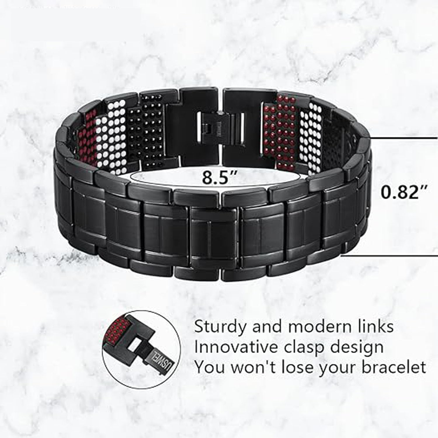 Elerbuty 22cm length bracelet fits larger wrists with secure, comfortable wear.