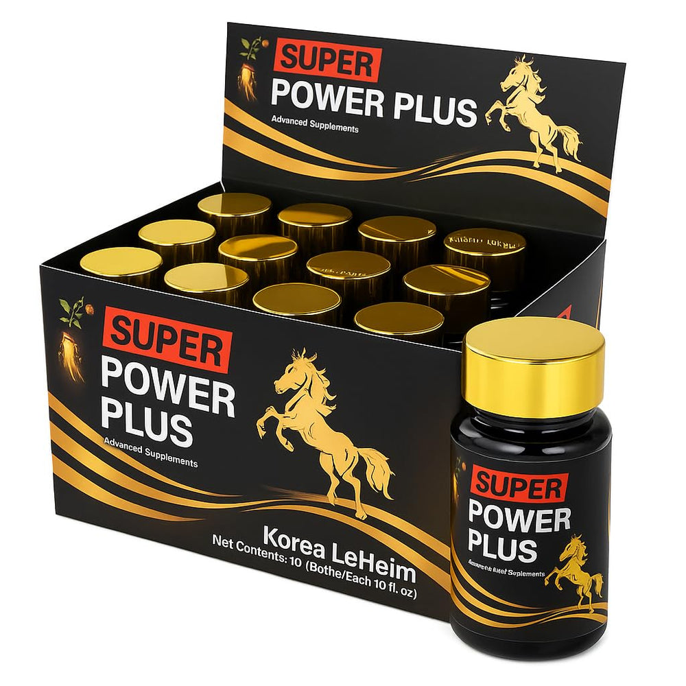 Elestoria Power Plus Super bottle front showing premium ginseng blend for daily vitality.