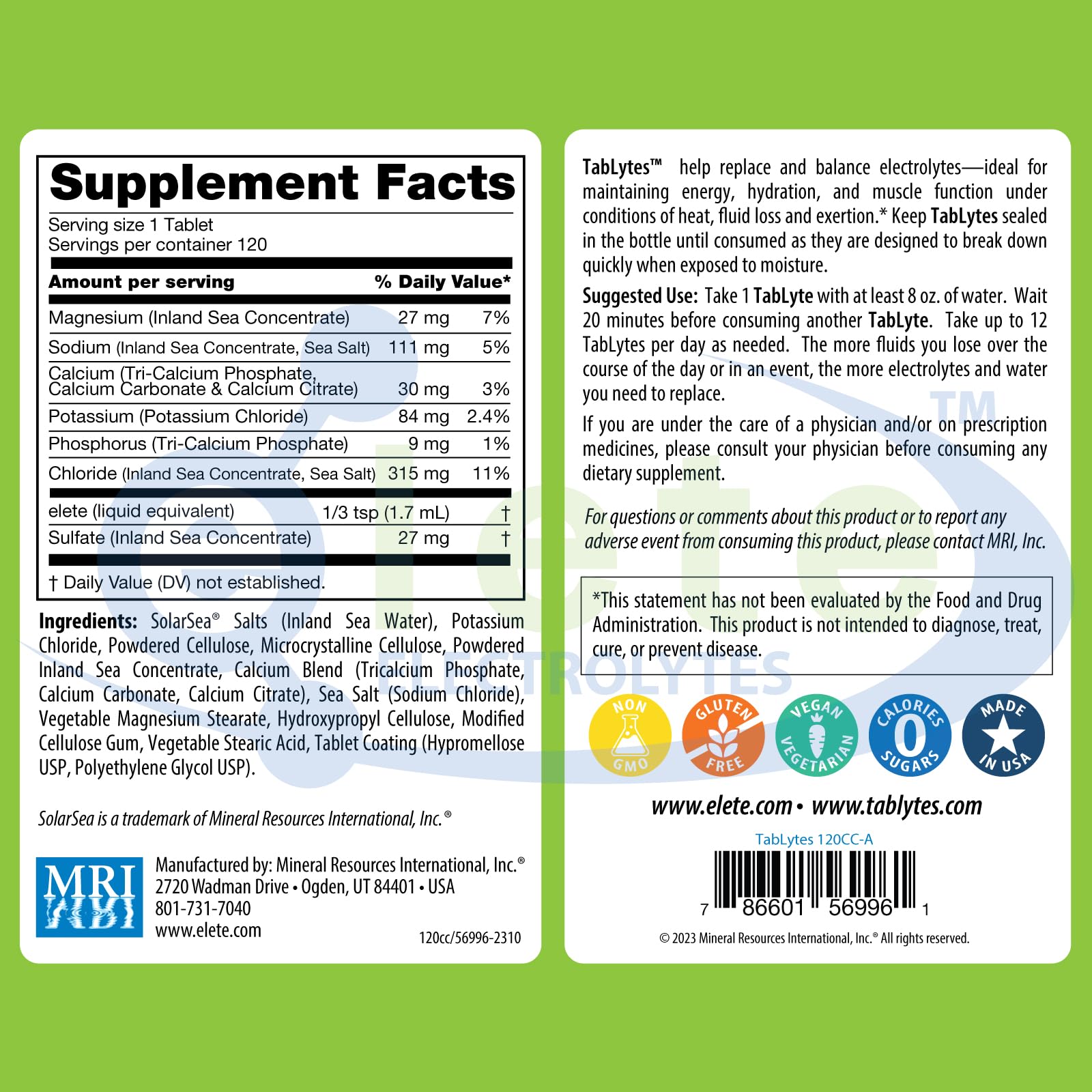 Elete Citrilyte Add-in bottle packshot highlighting zero sugar and nine electrolytes.