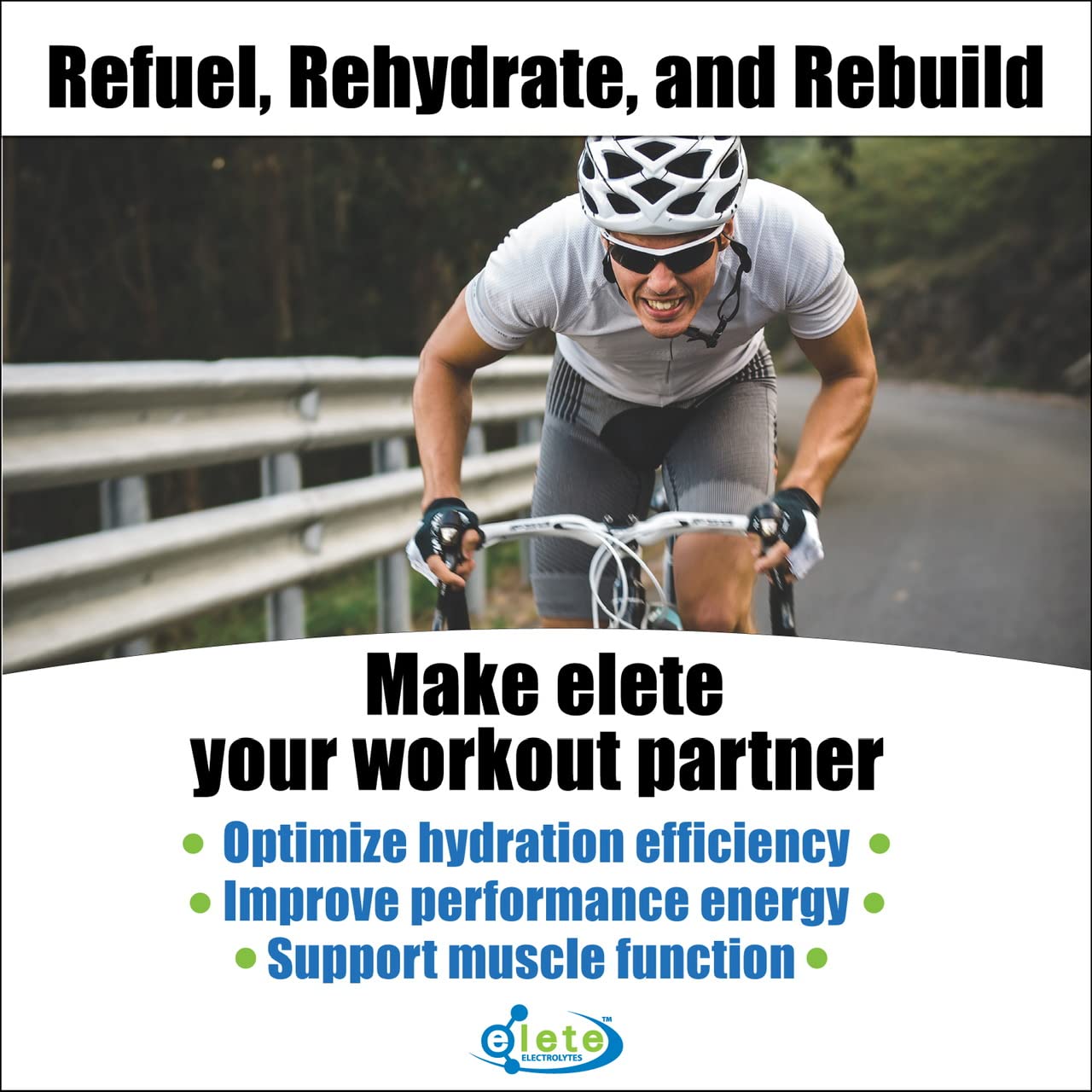 Elete Citrilyte Add-In mixed with a drink supports balanced electrolytes during activity.