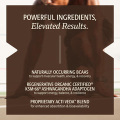 Elevate Organic Ayurvedic blend with mucuna and tribulus for men’s vitality.