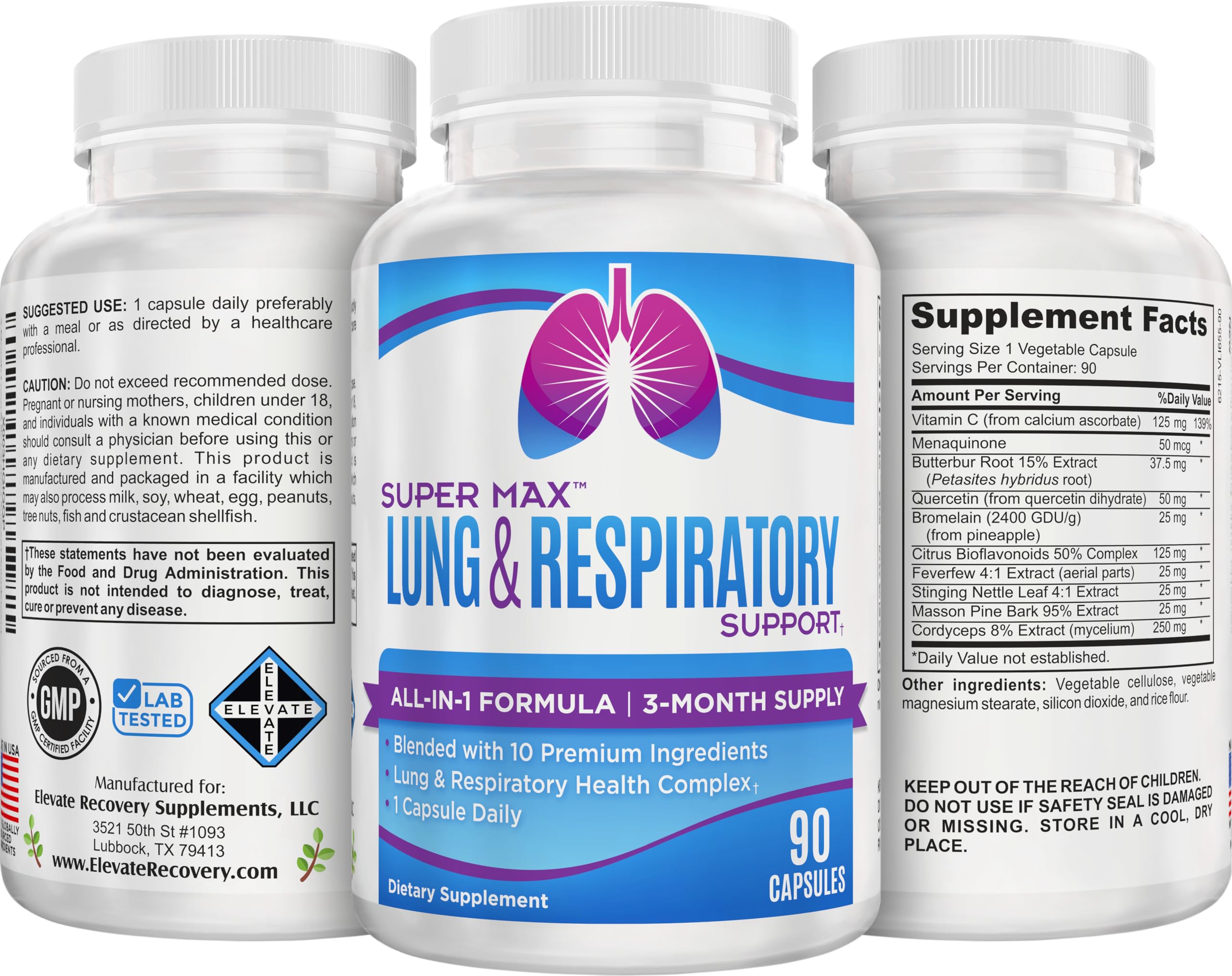 Elevate Recovery Lung capsules close-up highlighting easy daily routine