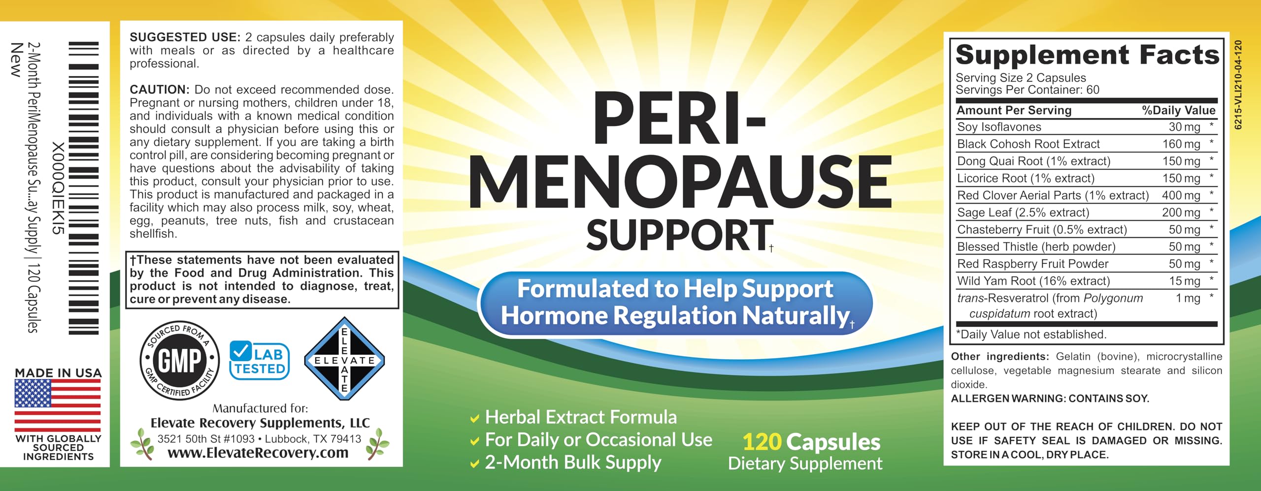 Elevate Recovery Perimenopause ingredients close-up including soy isoflavones