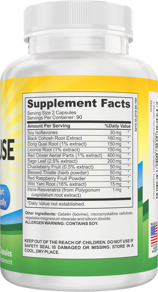 Elevate Recovery Perimenopause herbal blend closeup highlighting key ingredients for balance.