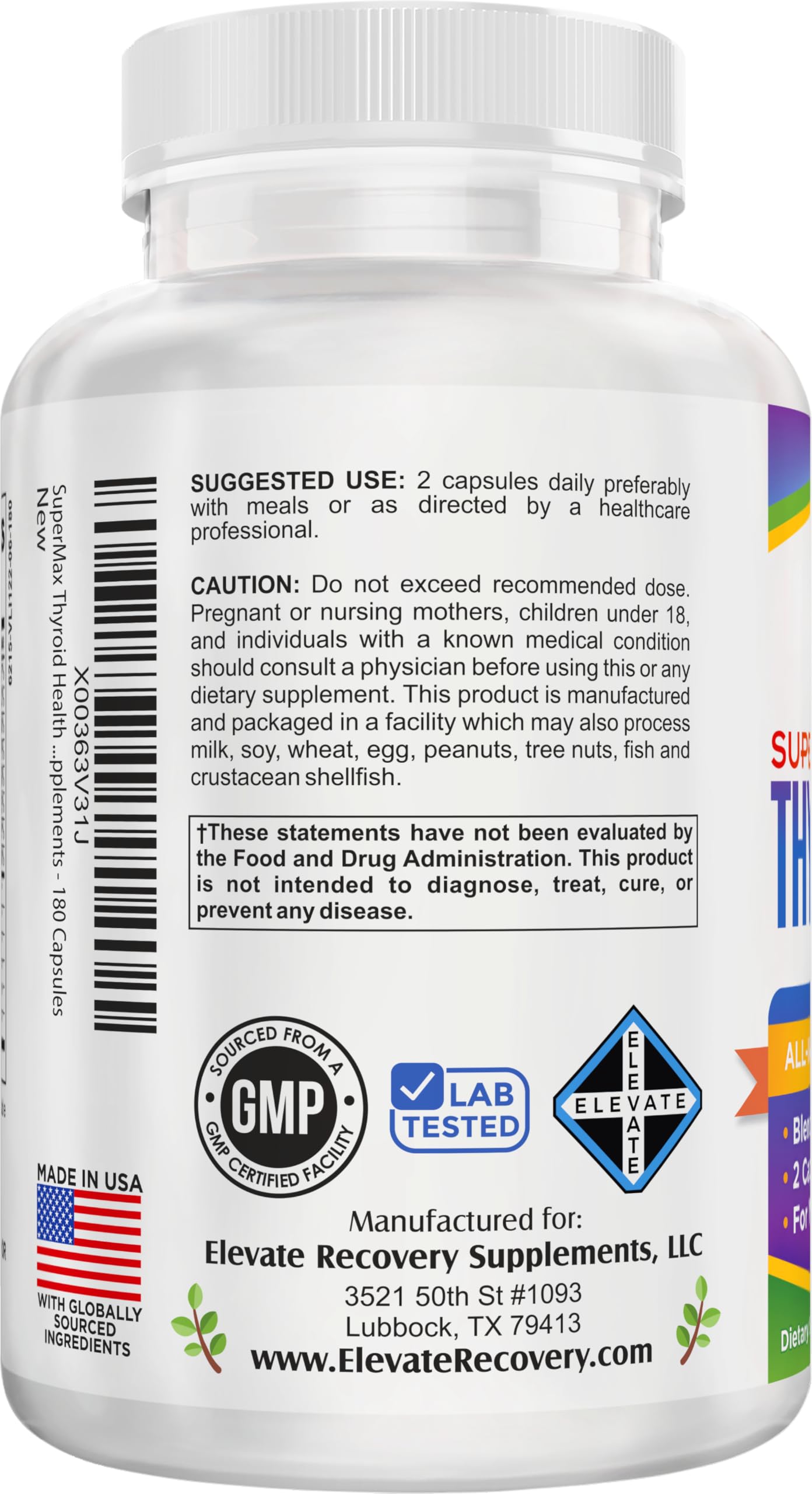Close-up of Elevate Recovery Thyroid Support ingredient blend for metabolic support