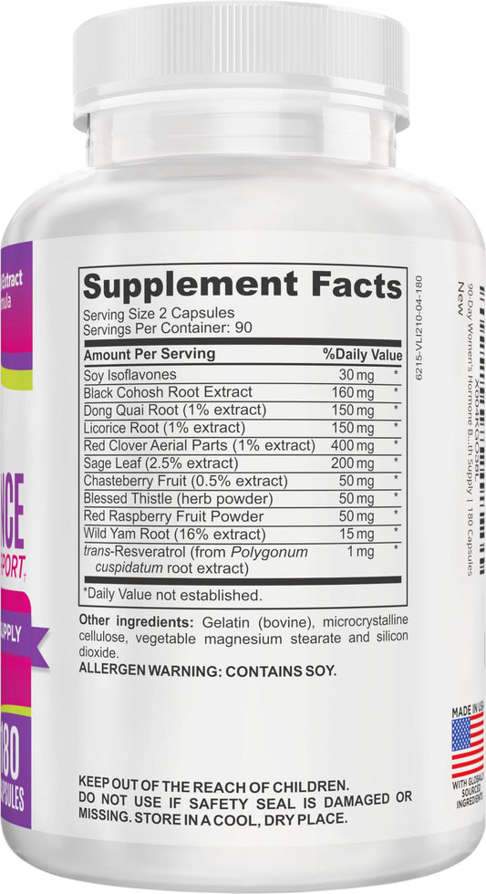 Elevate Recovery Women's Hormone Support capsules close-up highlighting herbal blend for daily balance.